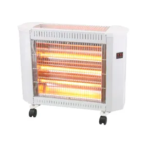 Unieke Ontwerp Elektrische Quartz Heater 2 Gezichten Kamer Quartz Buis Staaf Heater Met Wielen Draagbare Kachel