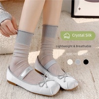 Chaussettes mi-mollet ultra-fines et respirantes en polyester transparent pour femmes, style Balletcore, idéales pour l'été et l'utilisation quotidienne avec des chaussures Mary Jane