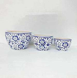 Hot Sale <strong>Blue</strong> <strong>and</strong> <strong>White</strong> Floral Plant Pot Large Size Porcelain Planter Vase Glazed <strong>Pottery</strong> for Garden Patio for Restaurants