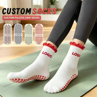 Chaussettes antidérapantes de haute qualité pour femmes et jeunes filles, avec logo personnalisé, colorées, pour le printemps, idéales pour le Pilates