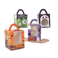 Boîte d'emballage pour cupcakes en papier pour fenêtre, 1 paquet, Halloween, laminage brillant, matériaux recyclés écologiques pour aliments