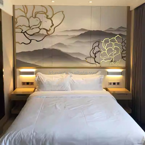 Inexpensive <b>Full</b> Hotel Bedroom <b>Sets</b> King Size Wood <b>Bed</b> Frame With Mattress Headboard Workstation TV Unit Wardrobe & Nightstands - Product Image 1