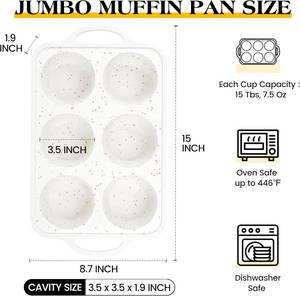 MUYULINS - Molde para Cupcakes de Silicona Grande, Color Beige, 6 Tazas, Antiadherente, Libre de BPA, con Marco Reforzado de Metal, Apto para Horno, Estilo Americano - Product Image 5