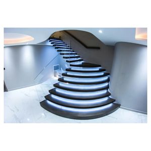 Escalera Recta Iluminada Prima, Escalera de Acero con Peldaños de Mármol, Escalera Estilizada y Robusta - Product Image 5