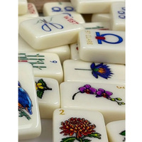 Tuiles de Mahjong américaines en acrylique, motifs floraux/ciseaux/sarcelle/joker personnalisés, kit complet de jeu de Mahjong américain
