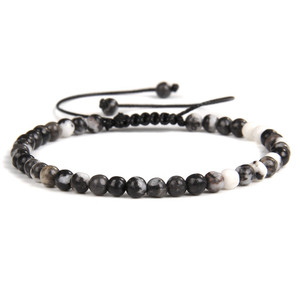 Bracciale Regolabile in Pietra Naturale con Perline di Agata, Onice e Turchese da 4mm ST218 - Product Image 3