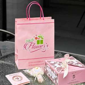 Hot Selling Custom Logo Printing Recyclable Gift Printed Pink Shopping <b>Paper</b> Bag with Twisted Handles Packaging <b>Paper</b> Bags - Product Image 6