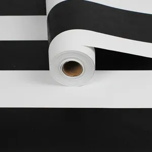 Échantillon gratuit de papier peint 3d à rayures verticales, papier peint lavable noir et blanc