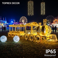 Escultura de Luz 3D con Motivo de Tren Navideño LED de Alta Gama, Decoración Portátil para Exteriores, Servicio de Alquiler para Eventos de Temporada