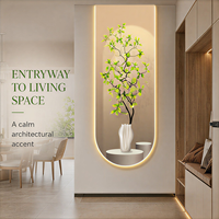 Vase en bambou vert, art mural en cristal LED, panneau botanique éclairé pour hall d'entrée, hôtel, intérieurs modernes de luxe