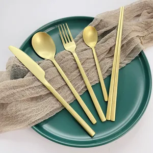 Gold Retro Style Knife Fork Spoon Set 18/10 Retro Vintage Flatware Stainless Steel Silver Stonewashed Antique Cutlery Set
