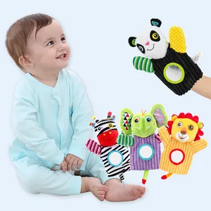 Kustom boneka lembut hewan singa monyet mainan kerincingan bayi anak-anak boneka tangan Set balita hewan mainan mewah