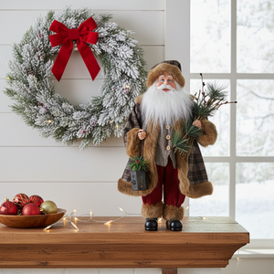 Figurines du Père Noël de la manufacture TamanO, style rustique véritable, à carreaux marron, idées cadeaux de Noël - Product Image 2