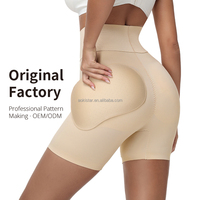 Culottes gainantes taille haute sans couture avec coussinets en coton amovibles, rembourrage invisible, effet ventre plat et lifting des fesses, short de mise en forme