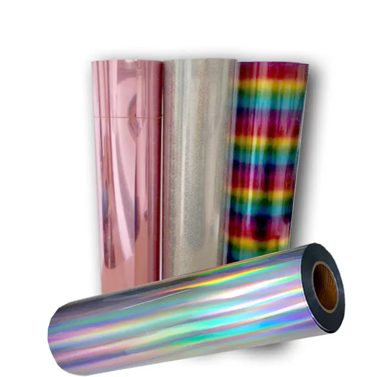 Easyweed kesme gümüş holografik lazer folyo HTV PET gökkuşağı film ısı transferi vinil rulolar kumaş