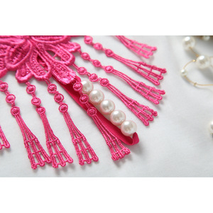 String sexy avec broderie, pompon, perles, dentelle ajourée, lingerie pour femmes, rose, bleu, rouge, noir, blanc, nylon - Product Image 4