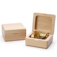 Caja de música con logotipo de texto y patrón de grabado de madera láser personalizable al por mayor