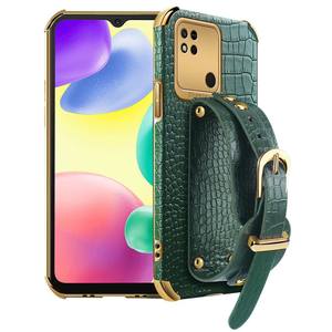 Custodia posteriore per cellulare elettrolitica con struttura in coccodrillo con cinturino per <span class=keywords><strong>Xiaomi</strong></span> <span class=keywords><strong>Redmi</strong></span> 10A 10C K50 <span class=keywords><strong>Note</strong></span> 10 <span class=keywords><strong>11E</strong></span> K50 Pro K40 - Product Image 4