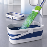 BOOMJOY Cubo de Plástico de Nueva Generación con Abertura Ampliada para Cabezales de Fregona de 40cm, Plegable de 7cm, Ecológico para Limpiar Fácilmente Esquinas y Huecos