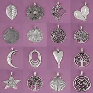Colgantes grandes retro más vendidos, Estrella y Luna, accesorios de plata antigua, collares, pulseras, materiales de bricolaje - Product Image 2