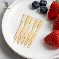 Fourchettes mini jetables en bambou écologique 9 cm, biodégradables, sans danger pour les aliments, classiques, pour fêtes, cuillères à thé, fourchettes à fruits, personnalisables