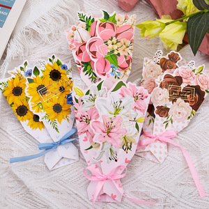 Ramo 3D Tarjeta de felicitación Bow Foil Día de San Valentín Bendición de Navidad Mensaje de regalo Tarjeta de felicitación de Acción de Gracias - Product Image 2