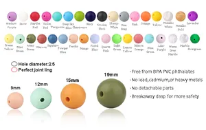 2023 heißer Verkauf Bulk benutzer definierte Süßigkeiten Farben rund Holz Lebensmittel qualität DIY Baby Silikon Beiß perlen