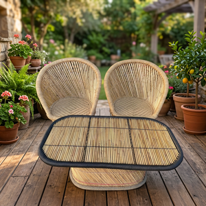 Traditional Bohemian Bamboo Rattan <b>Table</b> with Removable Cover Multicolor Home Furniture for Bedroom <b>and</b> Apartment Use - Product Image 1