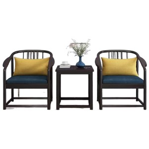 Chinese Style Solid Wood Armchair Set Three Piece Living Room Lounge <b>Chair</b> With Cushion And Side Table - Product Image 5