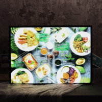 Boîte à lumière rétroéclairée LED personnalisée, alimentée par courant alternatif, éclairage blanc froid, affichage publicitaire magnétique, restaurant de restauration rapide
