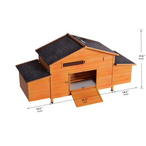 Grand poulailler en bois avec nichoir, toit imperméable, poulailler ventilé avec perchoir et plateau extractible pour un nettoyage facile - Product Image 1