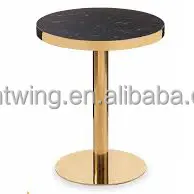 Meja samping meja tulip kopi padat ruang tamu kaki logam meja melingkar atas tunggal kaki bulat dasar marmer