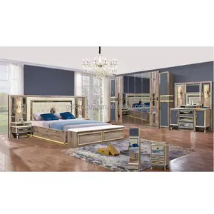 2024 new design super king size 8 doors bedroom sets luxury oversized 8pcs storage bedroom furniture set
