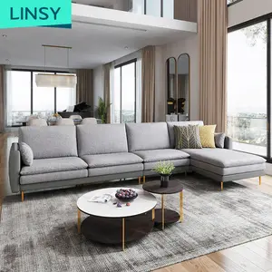 Linsy ahşap Modern avrupa batı tarzı Lint kumaş koltuk takımı oturma odası mobilya yeni Modern l-şekil kumaş kanepe S095