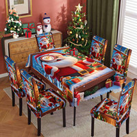 2025 Nouvelle Housse de Chaise de Restaurant Imprimée Père Noël Nappe Imperméable en Polyester Ensemble Table et Chaises
