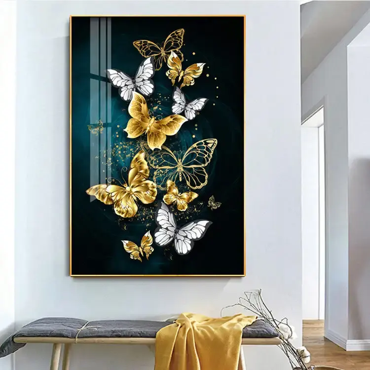 Cuadro decorativo islámico de lujo para sala de estar, pinturas de animales, arte de pared de porcelana de cristal con dibujo de diamantes de imitación