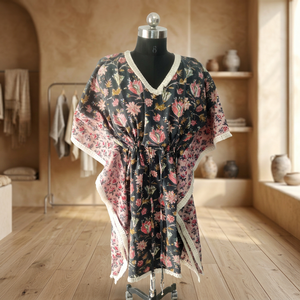 Vestido Kaftán Corto Africano Batik, Tallas Grandes, Algodón, Kimono, Diseño Floral, Venta Caliente 2026 - Product Image 1
