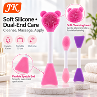 Pinceau applicateur de masque en argile de silicone Jinke 2 en 1, poils doux, double face, nettoyage du visage, poignée antidérapante, 15 cm, réutilisable