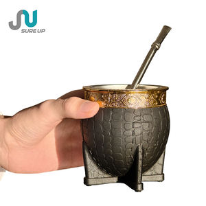 Tasse à Yerba Maté Classique Moderne 200ML avec Coque en Cuir, Gourdes Isolées à Double Paroi Écologiques avec Paille Bombilla - Product Image 3