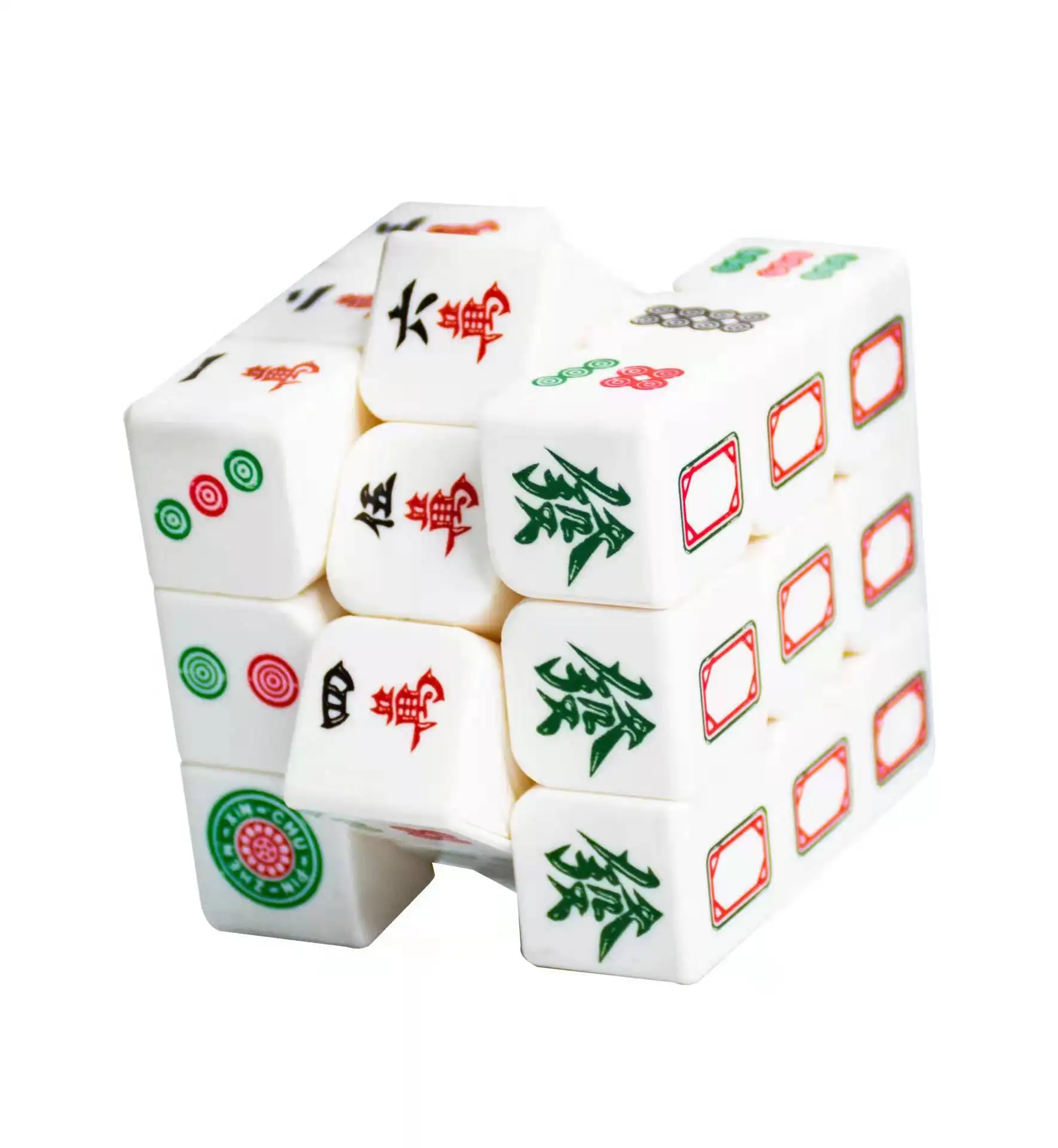 Chinese Stijl Mahjong Magic Kubussen Snelheid Puzzel Blokjes Gladde Kubus Display Box Unisex Abs Ruitg