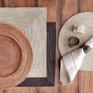 Natural Round <b>Rattan</b> Coaster Classic Bamboo <b>Placemat</b> Charger Plate Eco-Friendly Traditional Handicraft Design for Kitchen Use - Product Image 1