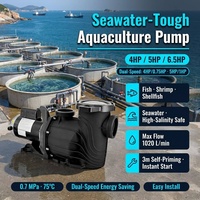 Pompe à eau marine 4/5/6,5 CV résistante à la corrosion de l'eau de mer, double vitesse en option, sortie stable, pour l'aquaculture et le soutien de la vie marine