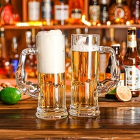 Chope à bière en verre sans plomb amusante, 19,5 oz, grande capacité, base lourde, poignée musclée