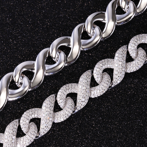 Corrente de elo de hip hop com diamante infinito <span class=keywords><strong>Moissanite</strong></span> <span class=keywords><strong>13mm</strong></span> S925 esterlina VVS <span class=keywords><strong>Moissanite</strong></span> Diamond Corrente de elo cubana