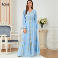 Vente en gros de kaftans du Moyen-Orient, kaftans de Dubaï, d'Arabie Saoudite, du Maroc, kaftans dorés, robes musulmanes pour femmes, vêtements islamiques