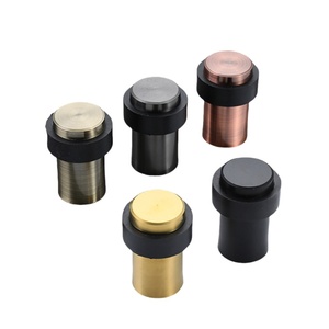 Butée de porte en acier inoxydable noire, moderne, anti-collision, à fixation au sol, installation facile, sans perçage, pour hôtels - Product Image 1