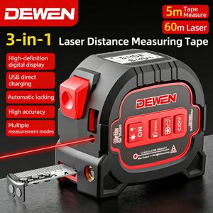 DEWEN 3-in-1 endüstriyel lazer mesafe ölçer 60m/196ft dijital enstrüman ile mezura alan aracı çok yönlü mesafe ölçer - Product Image 3