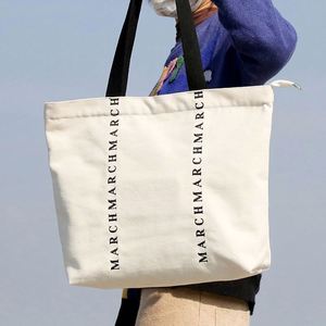 Stylish Wholesale Heavy Duty Clothing Custom Embroidery logo Canvas Shopping Tote <b>Bags</b> with Inner Pocket and Zipper - Product Image 5