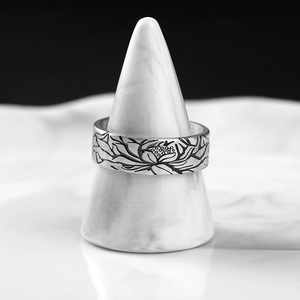 Thai Vintage Ethnic Lotus Heart Sutra Bracelet for Women Ancient Buddhist Cuff Bracelet Chinese Open Cuff <b>Bangle</b> Jewelry <b>Set</b> - Product Image 4