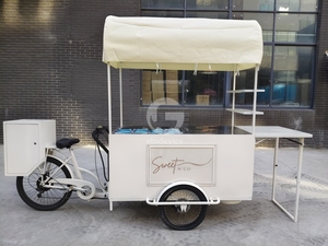 Triciclo de Comida con Estructura de Acero Resistente, Carrito de Café Móvil con Toldo Duradero - Product Image 4